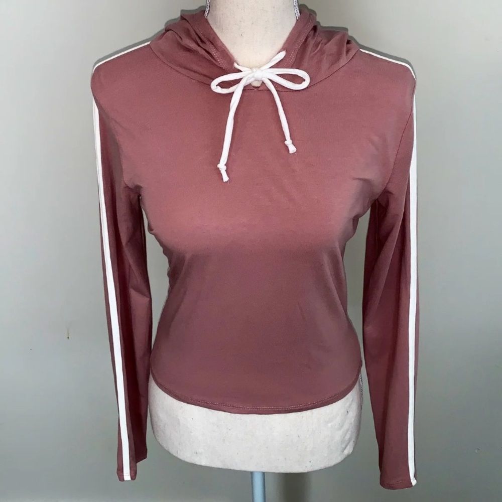 Pink Mauve Hooded Crop Top